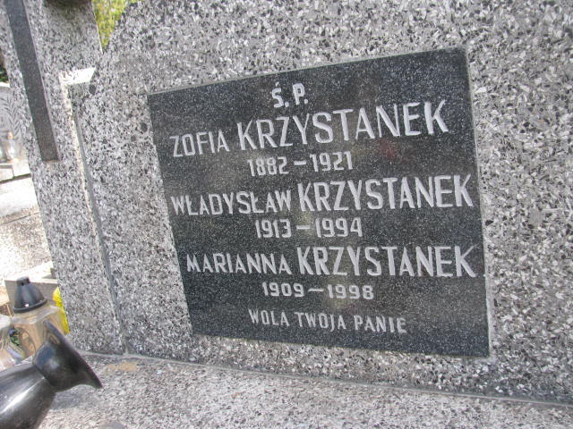 Zofia KRZYSTANEK 1882 Olkusz - Grobonet - Wyszukiwarka osób pochowanych